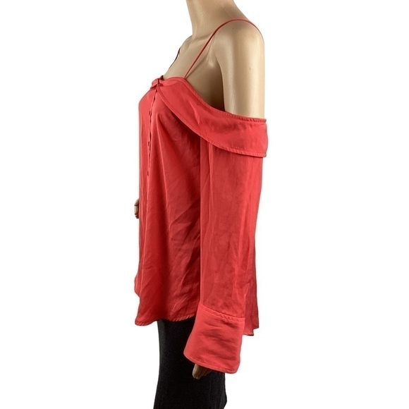 Free People Walk this Way Blouse Button Down Size XS Red - Picture 4 of 7